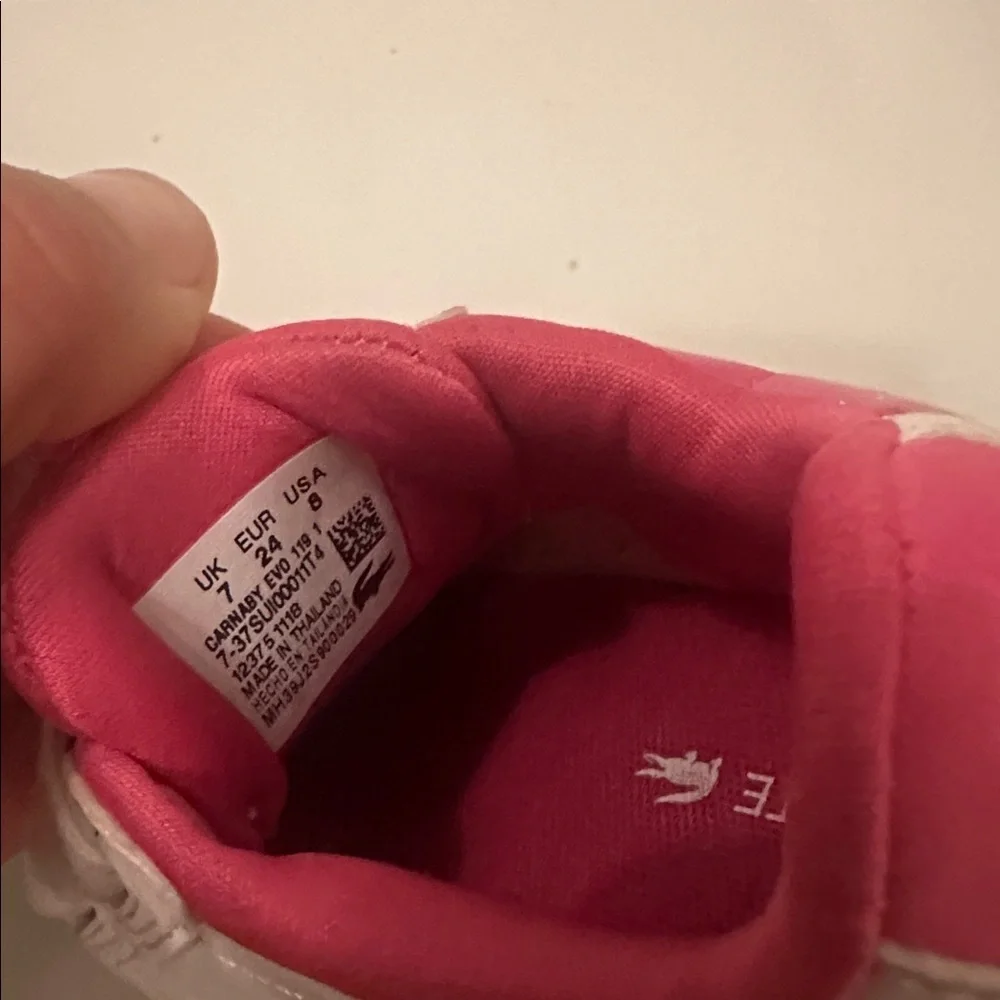 Lacoste Kids White and Pink Sneakers 8 toddler